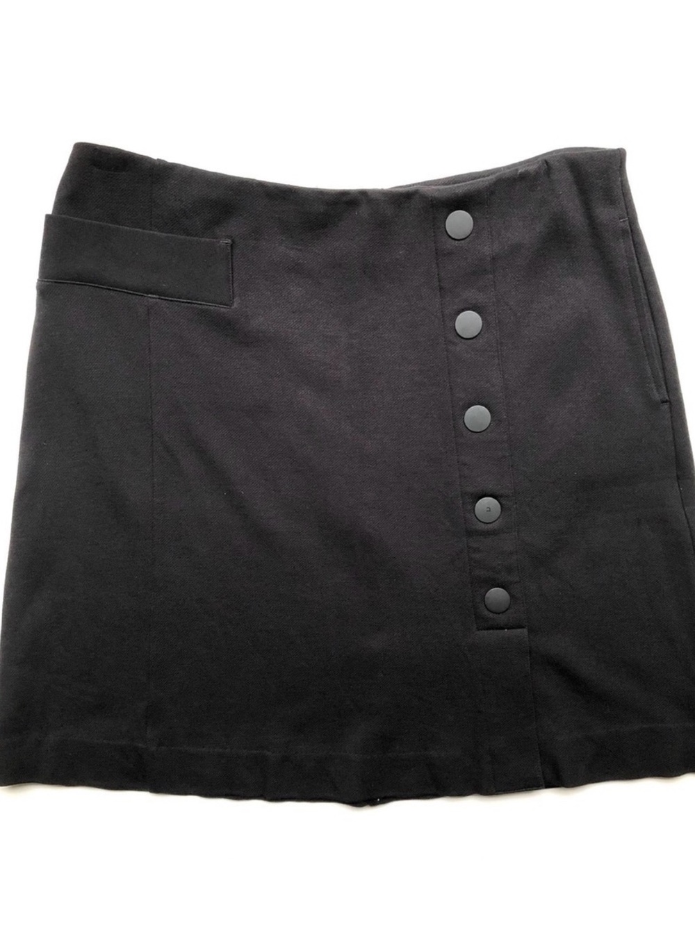 Cabi Black Faux Button-Front Mini Skirt
